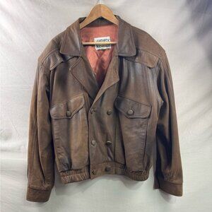 Mens Vintage Leather Jacket Size 46 Brown